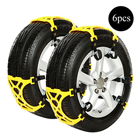 Anti Snow Chains of Car, Car Snow Tire Chain, Easy To Install Car Tire Emergency Thickening Anti-Skid Chain, Fit for Most Car/SUV/Truck - Set of 6