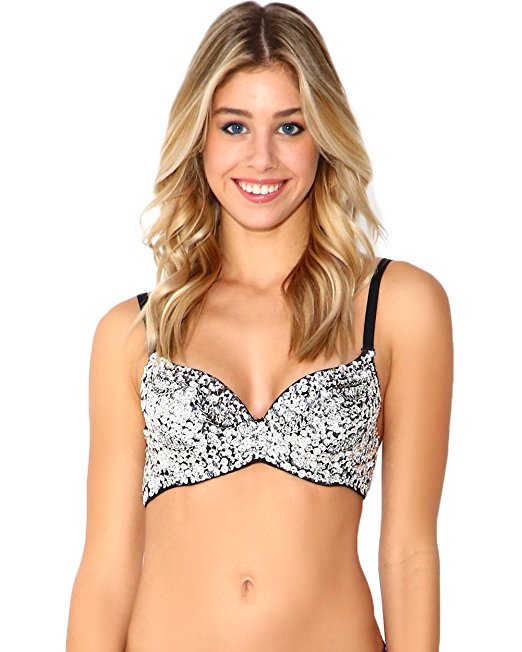 iHeartRaves Women's Sequin Bra, Sparkle and Shine in this Glitter Bra Top for Raves, Dances, Club Wear, Belly Dancing