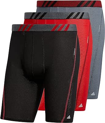 adidas Men's Sport Performance Mesh Long Boxer Brief Underwear (3-Pack)