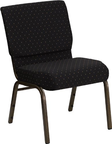 Flash Furniture HERCULES Series 21''W Stacking Church Chair in Black Dot Patterned Fabric - Gold Vein Frame