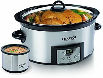 Crock-Pot 6-Quart Countdown Programmable Oval Slow Cooker with Dipper, Stainless Steel, SCCPVC605-S