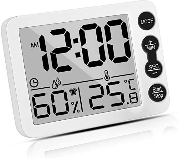 Uarter Hygrometer and Digital Indoor Thermometer, Accurate Room Temperature Gauge Humidity Monitor with Alarm Clock, Timer, for Home, Office, Baby Nursery Room Comfort Min/Max Records