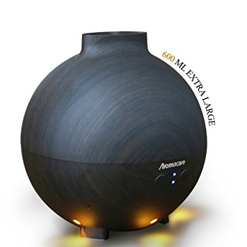 Kekilo 600ml Wood Grain Cool Mist Air Humidifier, Aroma Essential Oil Diffuser with warm color for House Yoga Spa Room TT-20006A (Dark Wood)