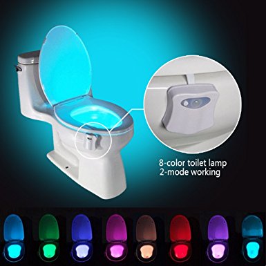 Domini Toilet Night Light Bowl 8-Color Led Sensor Motion-activated Bathroom Toilet Light for Kids Potty Training 1 Pack,Automatic Work In Darkness Only