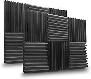 Pyle 12 Pack Acoustic Foam Panels, Audio Acoustic Sound Dampening, Soundproofing Noise Cancelling Wedge Panels, Pads for Studio, Recording Room, Vocal Booth Wall Foam Panel Kit - PSI1612.5