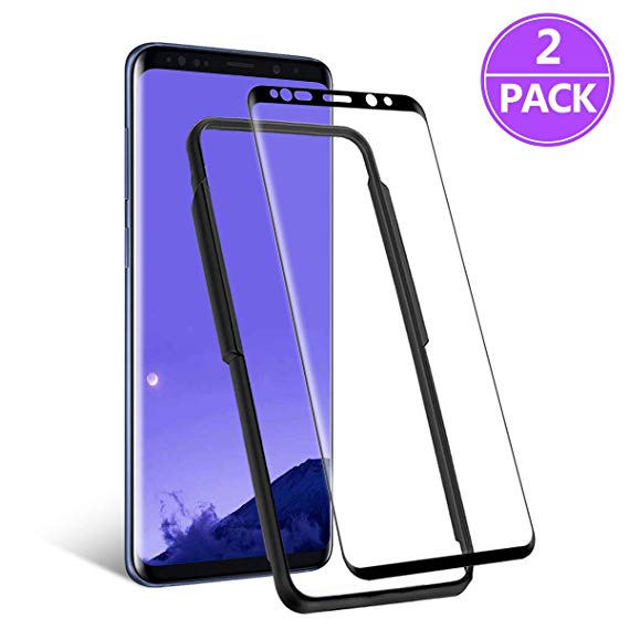 TAOZZY [2 Pack[Free Installation Frame] Samsung Galaxy S9 PLUS Tempered Glass Screen Protector HPPFO (Scratchproof/Shatterproof/Bubble-Free) Reinforced Screen Guard for Samsung Galaxy S9 PLUS