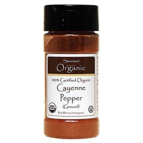 Swanson 100% Certified Organic Ground Cayenne Pepper 1.5 oz (42.5 grams) Pwdr