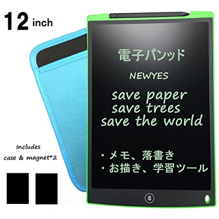 LCD Drawing Tablet Cheap Tablets - NEWYES NYWT120- 12 Inch Ewriter Lcd Writing Tablet Graphics Board Memo Pad, includes 1 Stylus 1 Sleeve Case 2pcs Magnet, 30 Day Money Back Service(Green)