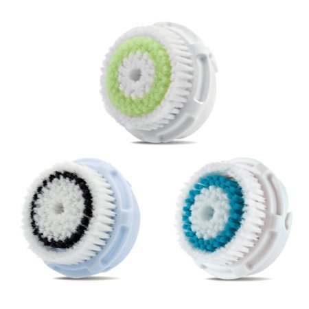 Compatible Replacement Brush Heads Value 3 Pack. Includes 1 Acne 1 Delicate 1 Deep Pore Skin, Works on Face and Body. Works with Mia, Mia 2, Aria, Pro and PLUS Cleansing Systems. Perfect Fit or 100% Money Back Guaranteed!