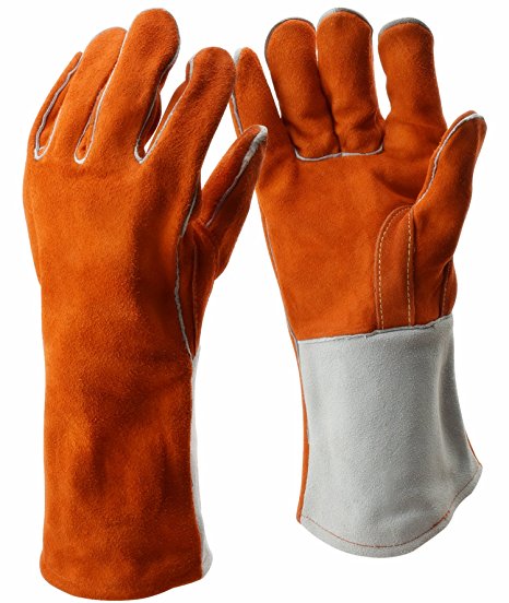 Heavy Duty Thick Welding Gloves, Flexible Sturdy Large Cowhide Fireplace Gloves, High Heat Proof Fire Resistant Gloves For Arc, Tig, Stick, Mig Welding, By LifBetter (XL)
