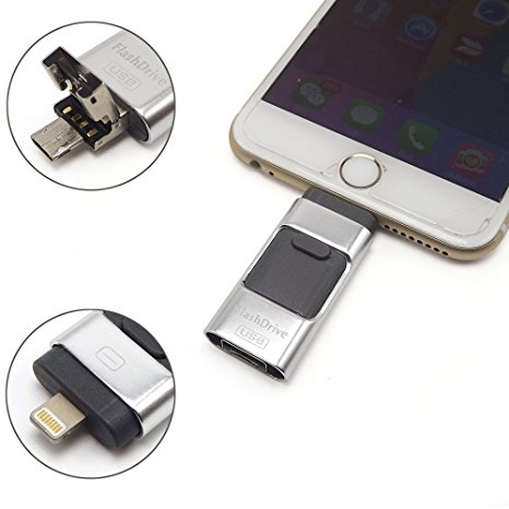 eMart iPhone USB Flash Drive 64GB i-Flash U-Disk Flash Memory Stick for Computer, iPhone & iPad and Android Cell Phone - Silver
