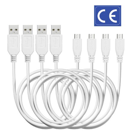 Quntis(TM) 4 pack 3ft High Speed Micro USB Cable A Male to Micro B Sync Charging Cable for Android Tablets , Phones , Samsung Galaxy, LG Smartphones, Motorola, Nexus, Sony and More -White