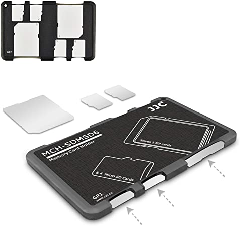 6 Slots SD Micro SD Card Case Storage Organizer, Lightweight Ultra-Thin Credit Card Size fit 2 SD SDHC SDXC Cards and 4 Micro SD TF MSD Cards