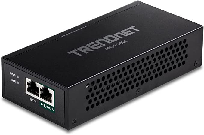 TRENDnet Gigabit PoE   Injector, Convert A Non-PoE Port To A PoE   Gigabit Port, PoE (15.4W), PoE  (30W), Or PoE   (95W), Up to 100m (328 ft), Integrated Power Supply, Black, TPE-119GI