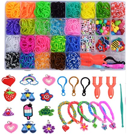 Auch Rainbow Rubber Bands Refill Kit-Assorted Colors Loom Bands(1500 ),Crochet Hooks-Loom Bands Add On Accessories-Bracelet Making Kit for Kids