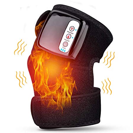 Vibratory Massage Heat Knee Pad, HailiCare Rechargeable Heated Knee Wrap Brace to Warm Protect Knee Elbow, Give Therapy Support for Joint Pain, Pain Relief for Men Women with Timing Mode(1 PC)