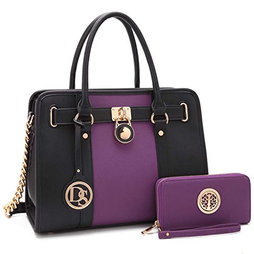 DASEIN Women's Fashion Handbags Shoulder Bag Satchel Purse Tote Top Handle Work Bag 2pcs Set for Ladies Women