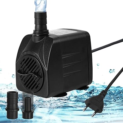 flintronic Mini Bomba de Agua, 10W/600L/H Bomba de Acuario con 2 Boquillas, Altura máxima 1.25m, Bomba de Agua, Bomba Sumergible, Bomba de Fuente de Estanque Bomba de Acuario de Fuente -EU Enchufe