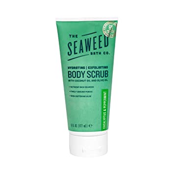 The Seaweed Bath Co. Body Scrub, Eucalyptus & Peppermint, Hydrating, Exfoliating, Natural Organic Bladderwrack Seaweed, Paraben Free, 6 oz.