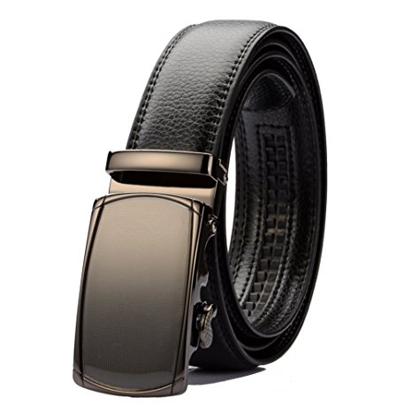 KingMoore Men's Genuine Leather Ratchet Dress Belt With Automatic Buckle