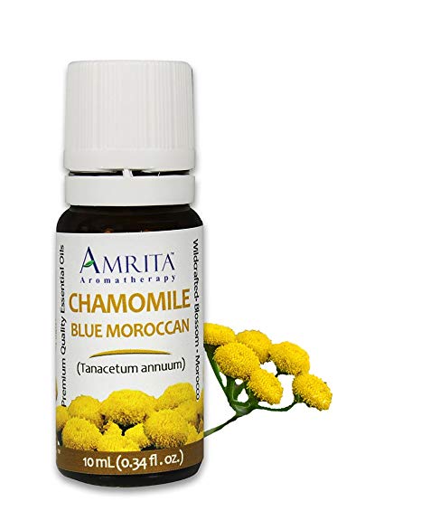 Amrita Aromatherapy Chamomile, Blue Moroccan Essential Oil, 100% Pure Undiluted Tanacetum annuum, Undiluted, Therapeutic Grade, Premium Quality Aromatherapy oil, Tested & Verified, 60ML