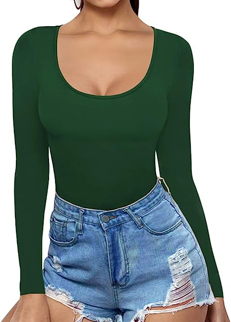 MANGOPOP Women's Scoop Neck Short Sleeve Long Sleeve Slim Fit T Shirt Tunic Tops Tee