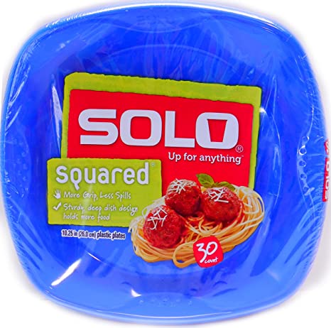 Solo Squared 10.25in Plastic Plates 30 CT - Blue