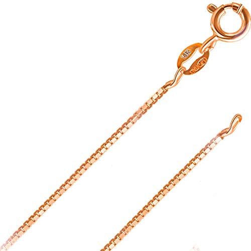 14K Solid Yellow or White or Rose/Pink Gold 0.5MM,0.8MM,0.9MM,1.1MM,1.2MM Italian Diamond Cut Box Chain Necklace - FREE Gift with Order