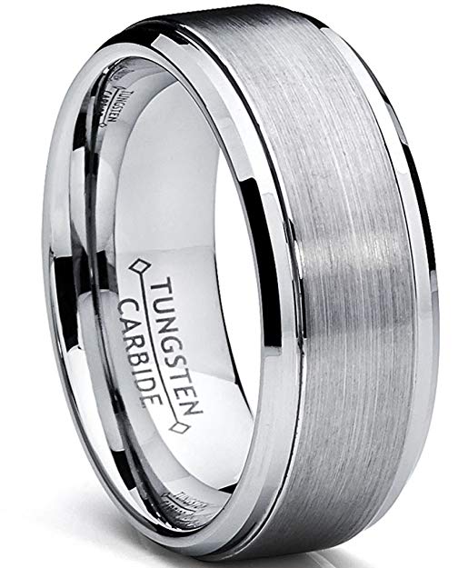 9MM High Polish/Matte Finish Men's Tungsten Ring Wedding Band Sizes 6 to 15