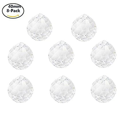 40mm Clear Crystal Ball Prisms Pendant Feng Shui Suncatcher Decorating Hanging Faceted Prism Balls (Pack of 8)