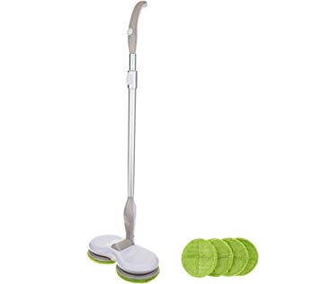 Hover Scrubber Cordless Dual Head Mop & More w/4 Microfiber Pads