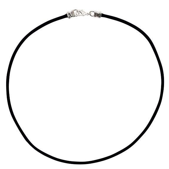 DragonWeave Sterling Silver 3mm Thick Black Leather Cord Necklace
