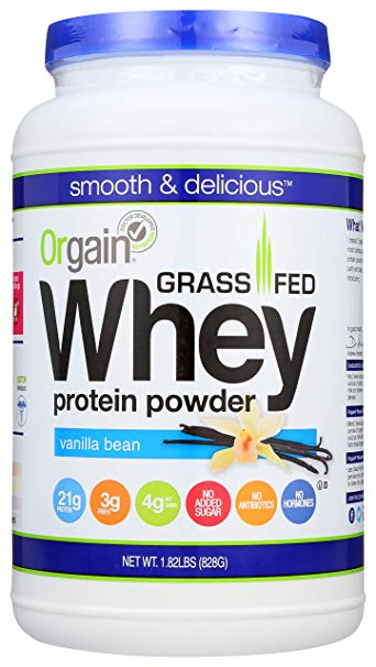 Orgain Grass-Fed Whey Protein Powder, Vanilla Bean, 826g