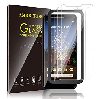 AMBBERDR [3-Pack] Screen Protector for Google Pixel 3a Tempered Glass Case-Friendly Premium HD Clarity Protective Protector with Lifetime Replacement Warranty