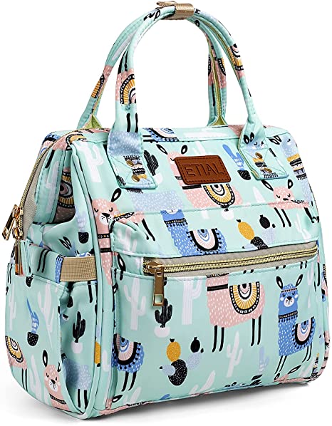 Insulated Kids Lunch Bags With Containers - Tough & Spacious Lunchbox Leak Proof Tote Bag with Adjustable Shoulder Strap for Women & Kids Travel Work Picnic (Alpaca Green)