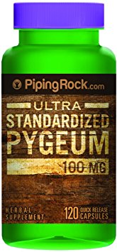 Piping Rock Ultra Standardized Pygeum 100 mg 120 Quick Release Capsules Herbal Supplement