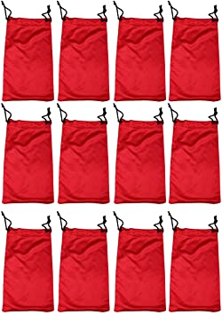 Edge I-Wear 12 Piece Red Microfiber Pouch/Case for Glasses, Phones,Jewelry B04-RED-12