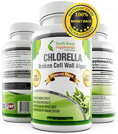 * CHLORELLA * COLON AND LIVER DETOX * 1200mg Daily (600mg per cap) Natural Detox & Weight Loss – Vitamin – Protein & Chlorophyll Rich - Broken Cell Wall Algea– Algea with Growth Factor