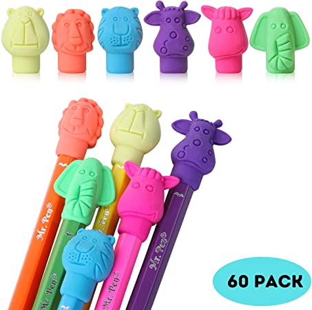 Mr. Pen- Erasers, Cap Erasers, 60 Pack, Animal Eraser Caps, Erasers for Kids, Pencil Eraser, Pencil Erasers Toppers, Eraser Pencil, Cute Erasers, Colorful Erasers, School Supplies, Pencil Top Erasers