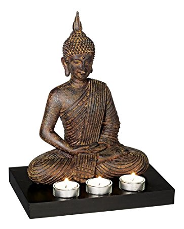 Sitting Buddha 12 3/4" High 3-Candle Tealight Holder