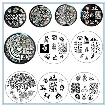 BornPretty 10 Pcs BP51-60 Nail Art Stamping Plate Stamp Template Image Plates