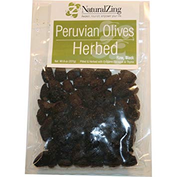 Peruvian Black Dried Olives, Herbed, Pitted (Raw, Organic) 8 oz