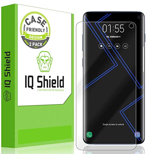 Samsung Galaxy S10 Screen Protector (6.1")[Case Friendly](2-Pack), IQ Shield LiQuidSkin Full Coverage Screen Protector for Samsung Galaxy S10 HD Clear Anti-Bubble Film