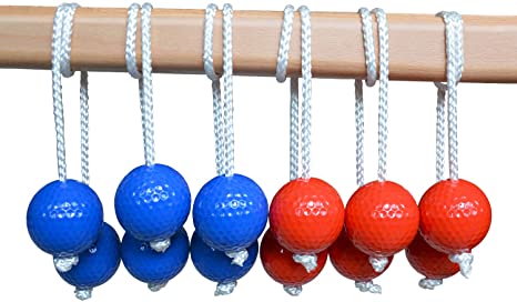 Qi Mei Ladder Ball Toss Game Family Outdoor Replacement Ladder Balls Bolos Bolas Golf Balls Red and Blue