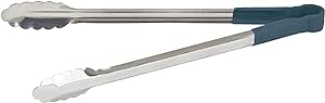 Winco Utility Tong with Blue Non-Slip Grip, 16-Inch, Stainless Steel