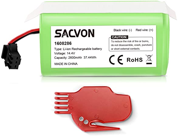 SACVON Replacement Battery Compatible with Ecovacs Deebot N79S, N79, 500, DN622, Eufy RoboVac 11S, 30, 30C, 14.4V 2600mAh Rechargeable Batteries
