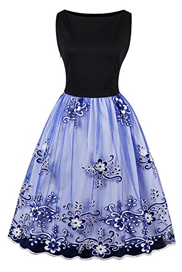 Babyonlinedress Babyonline Women Floral Spring Garden Vintage 1950's Picnic Party Cocktail Dress