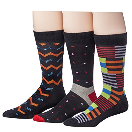 James Fiallo Mens 3 Pack Colorful Patterned Dress Socks
