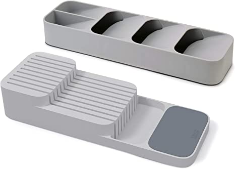 Joseph Joseph Drawerstore Compact Cutlery Knife Organiser Set, Grey, Twinpack