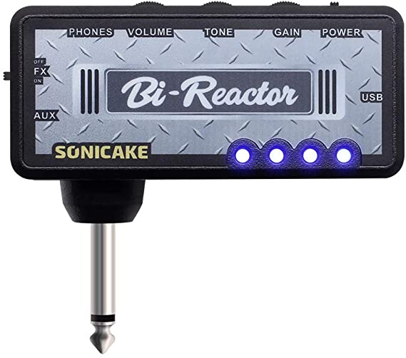 SONICAKE Guitar Headphone Amp Mini Headphone Amplifier US Style High Gain Tone Rechargeable Pocket Delay Effects Bi-Reactor